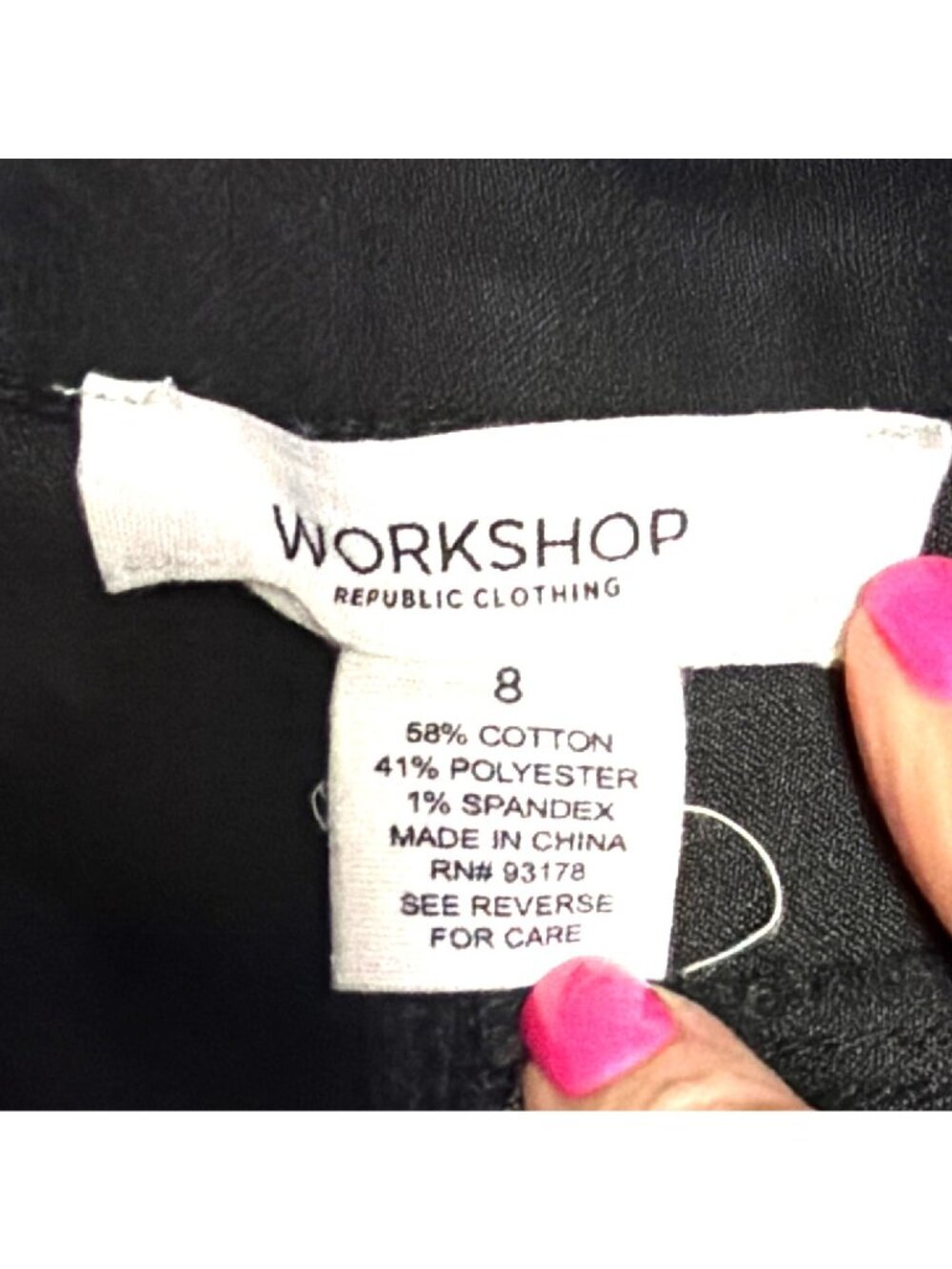 Workshop Republic Clothing Womens Black Straight-Leg Pants Size 8 Capri - Picture 2 of 4